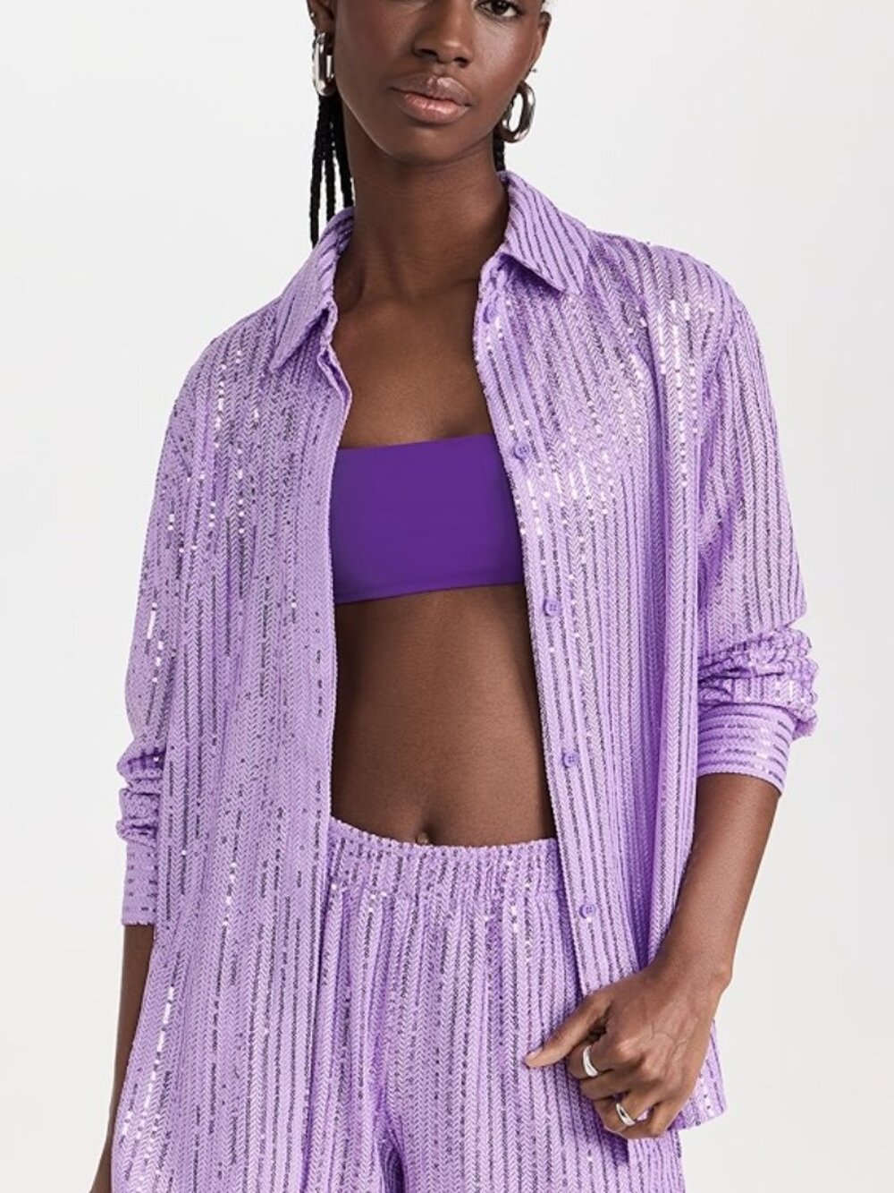 Stone Goya Edel long-sleeve sequin top, sz. S